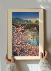 Evening Spring at Kintai Bridge Print by Hasui Kawase