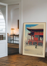 Fine Day After Snow at Asakusa Kannon Temple Print by Hasui Kawase