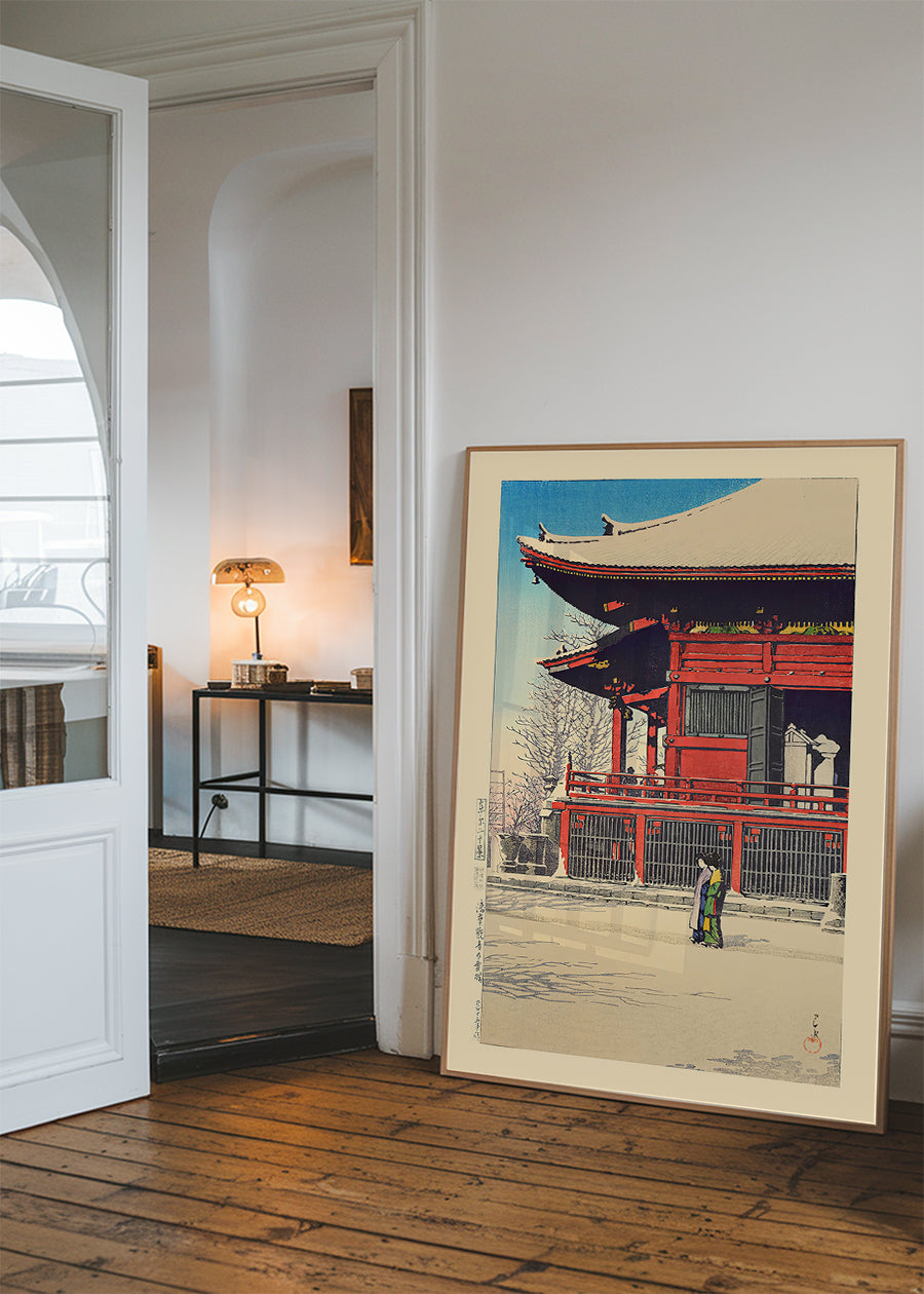 Fine Day After Snow at Asakusa Kannon Temple Print by Hasui Kawase