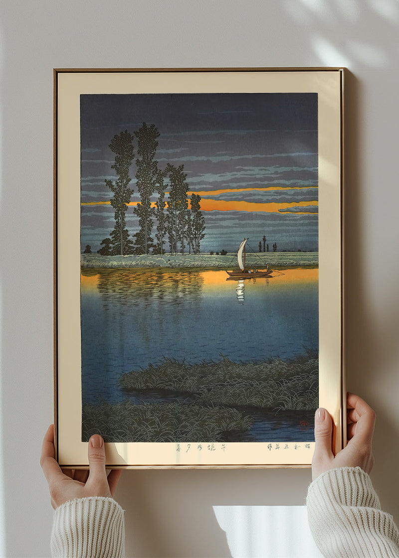 Twilight at Ushibori Print by Hasui Kawase