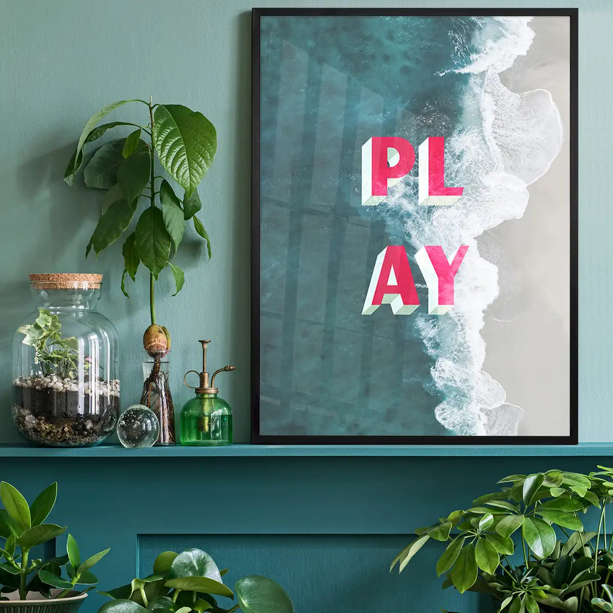 Play Typography Beach Print
