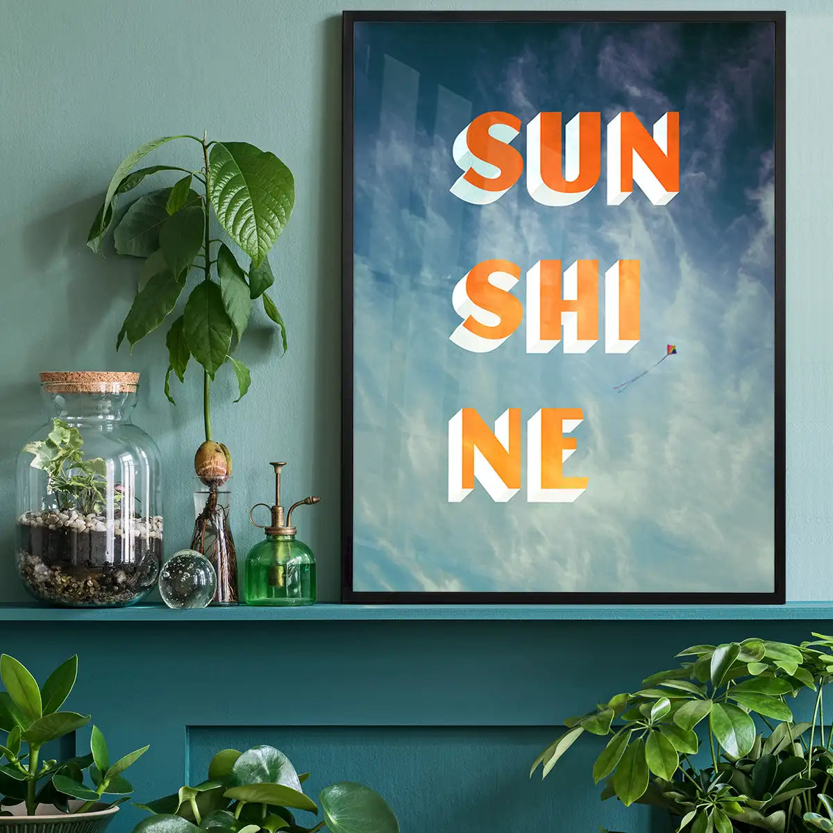 Sunshine Typography Clouds Print