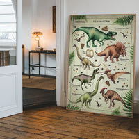 Vintage Style Dinosaur Chart Educational Print