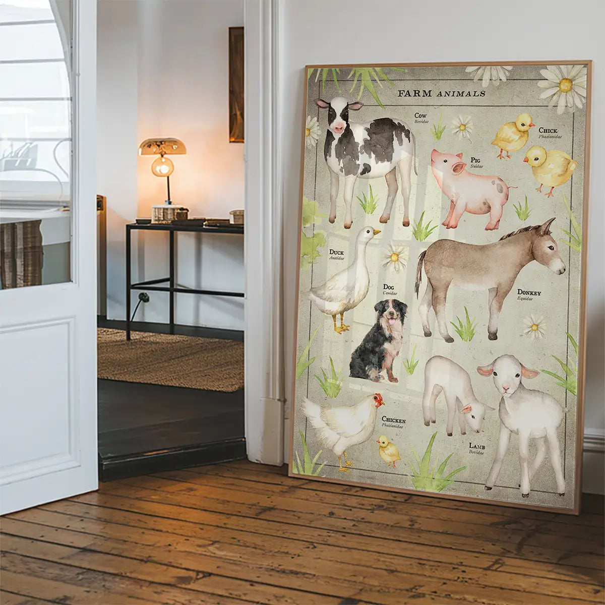 Vintage Style Farmyard Animals Chart Educational Print