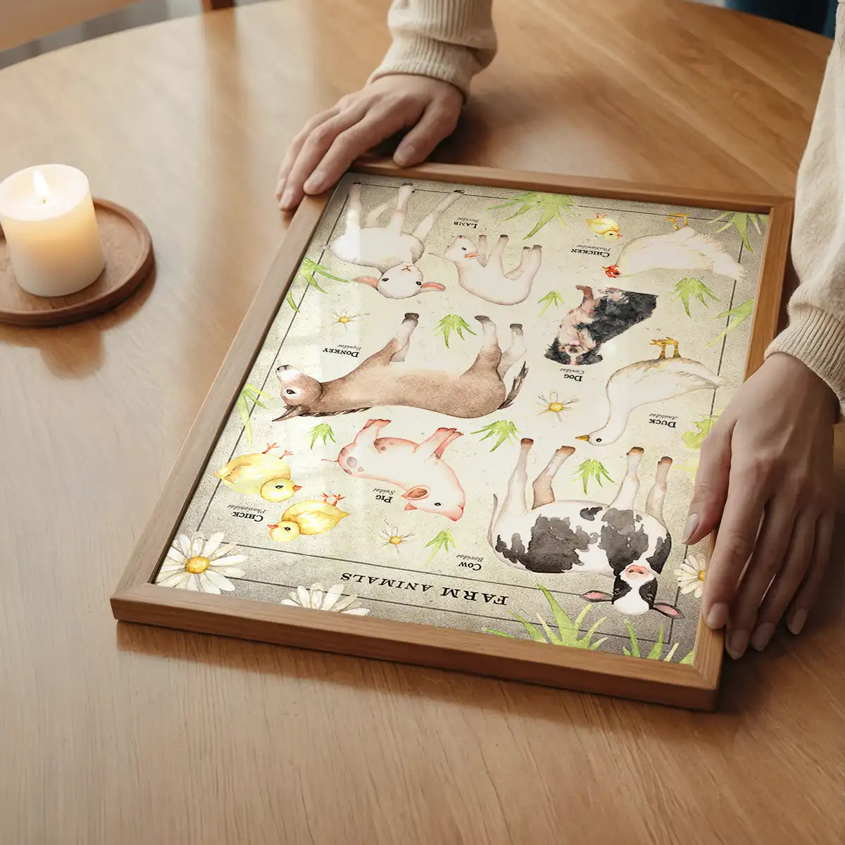 Vintage Style Farmyard Animals Chart Educational Print