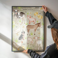 Vintage Style Farmyard Animals Chart Educational Print