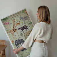 Vintage Style Safari Animals Chart Educational Print