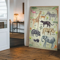 Vintage Style Safari Animals Chart Educational Print