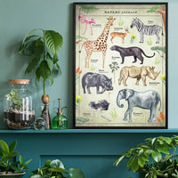 Vintage Style Safari Animals Chart Educational Print