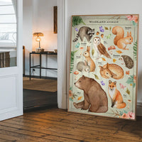 Vintage Style Woodland Animals Chart Educational Print