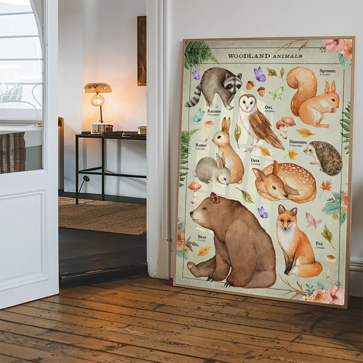 Vintage Style Woodland Animals Chart Educational Print