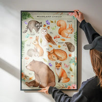 Vintage Style Woodland Animals Chart Educational Print