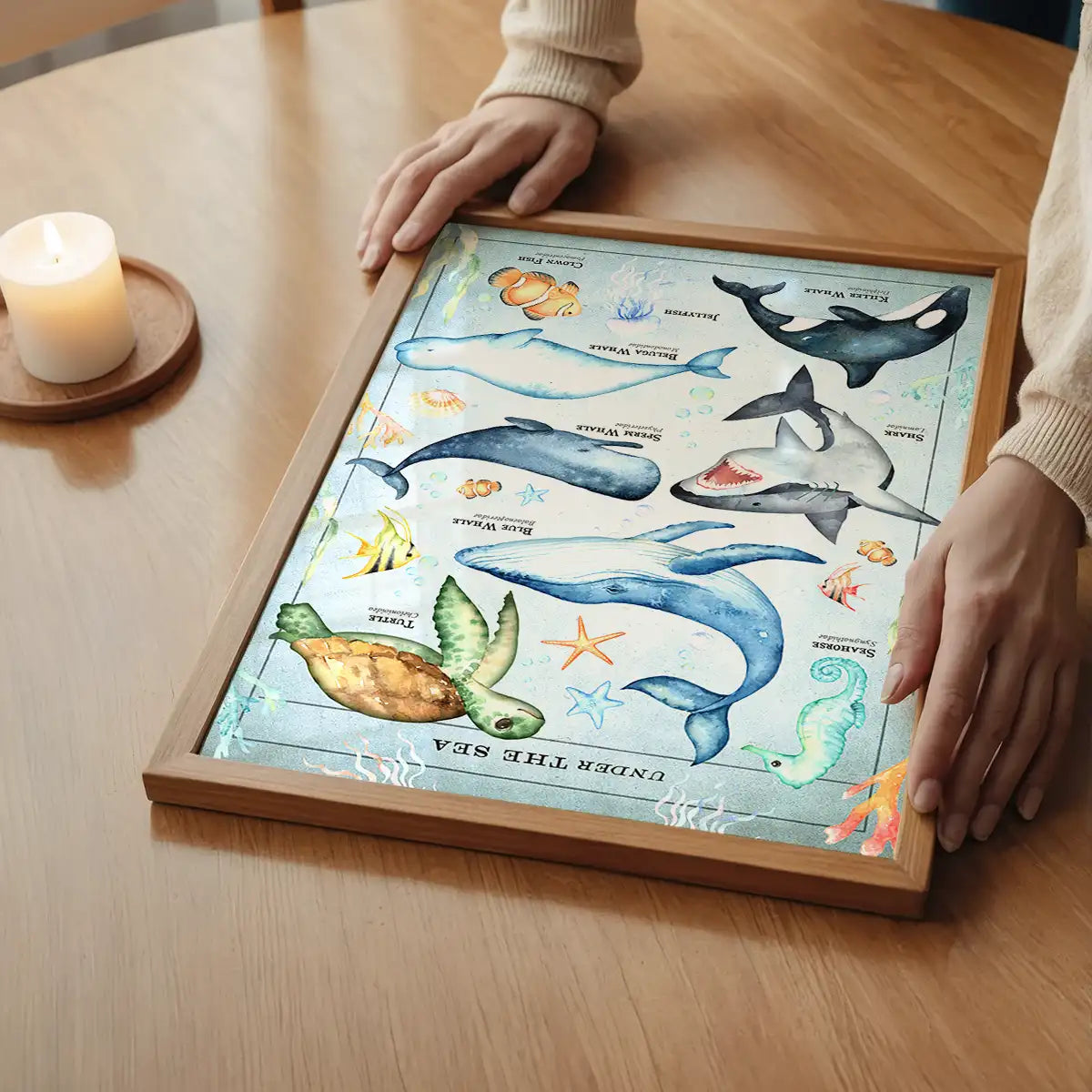 Vintage Style Sea Creatures Chart Educational Print