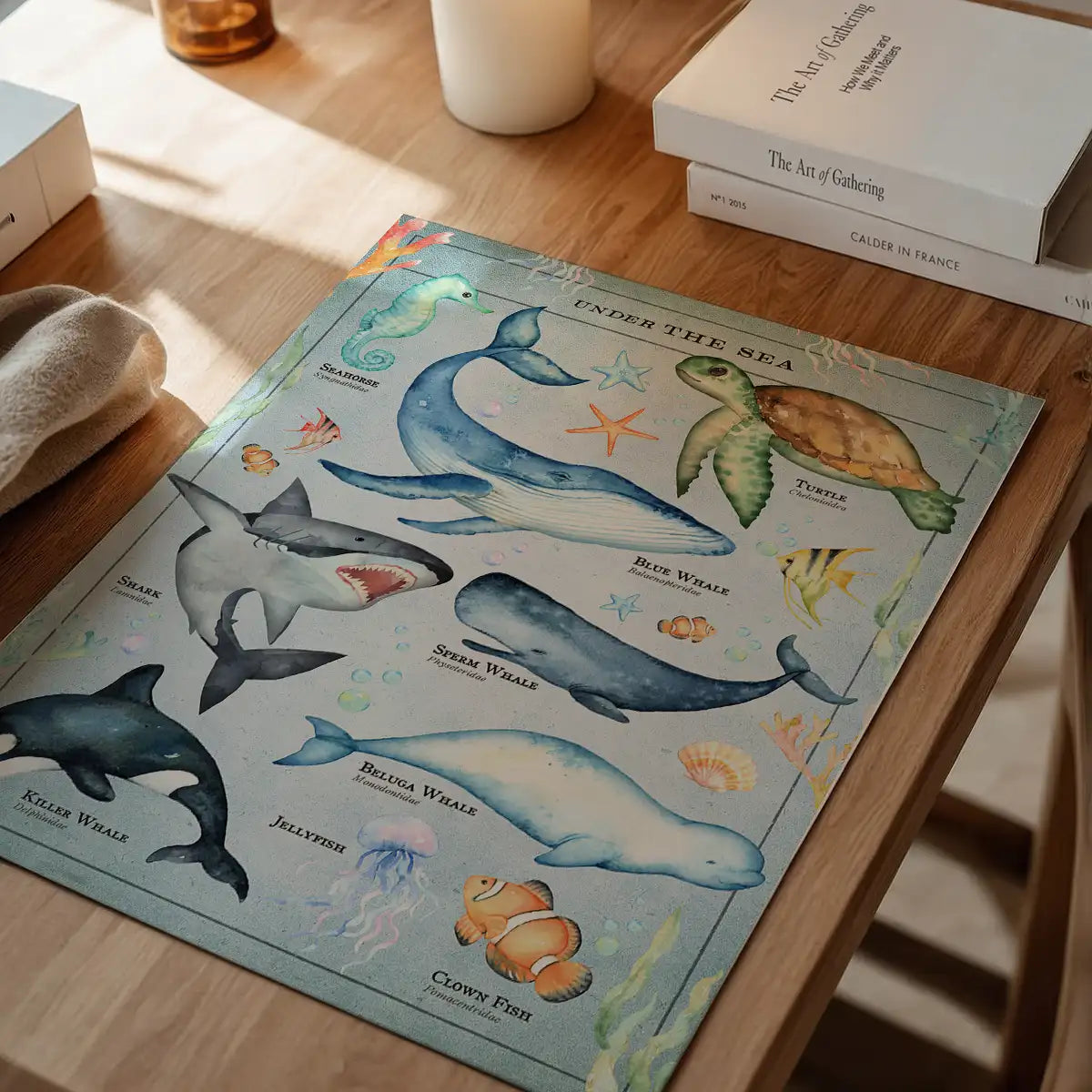 Vintage Style Sea Creatures Chart Educational Print
