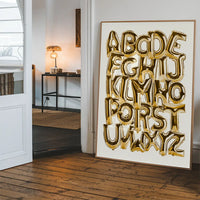 Foil Balloons Alphabet Educational Gold Print