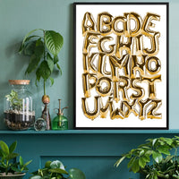 Foil Balloons Alphabet Educational Gold Print