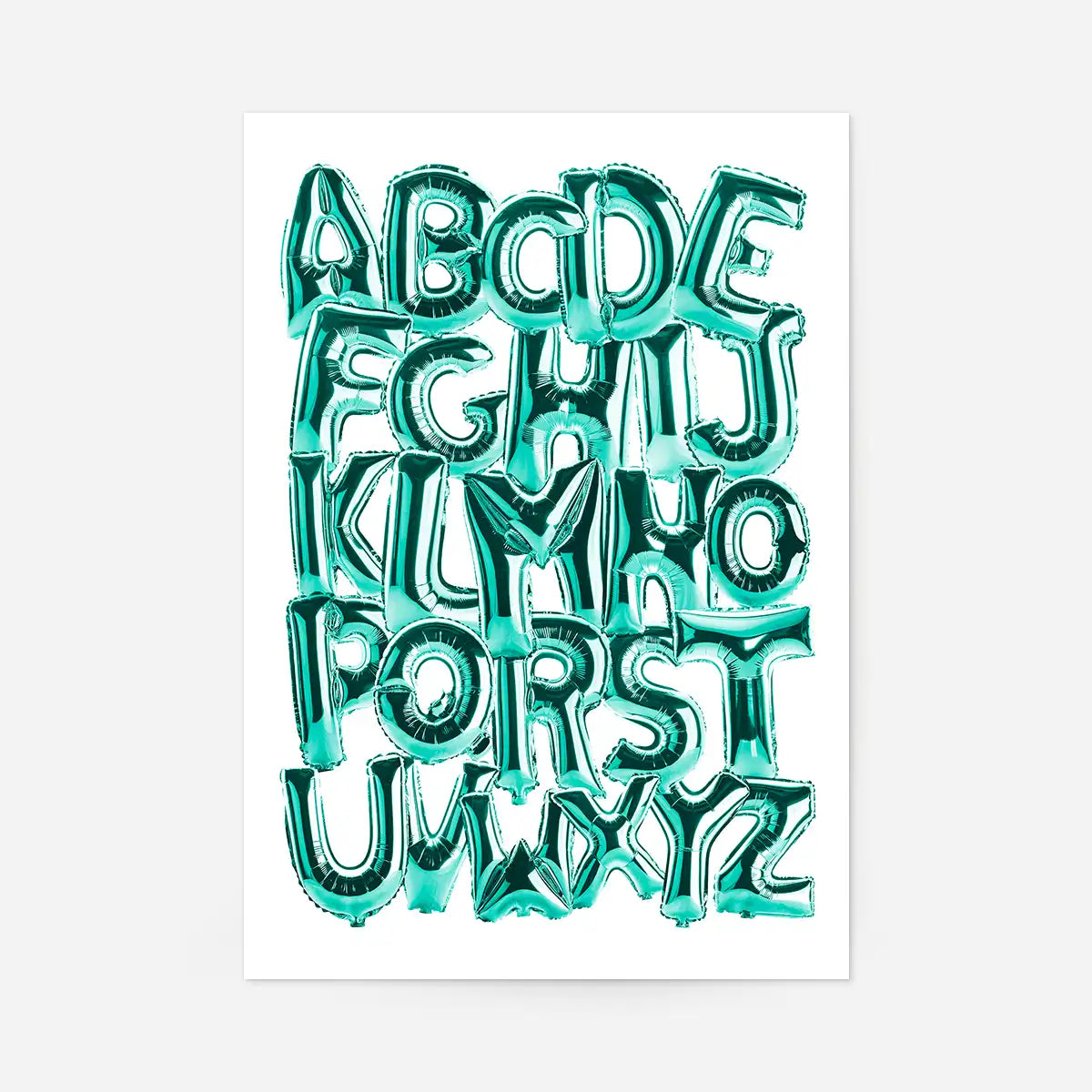 Foil Balloons Alphabet Educational Teal Print