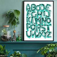Foil Balloons Alphabet Educational Teal Print