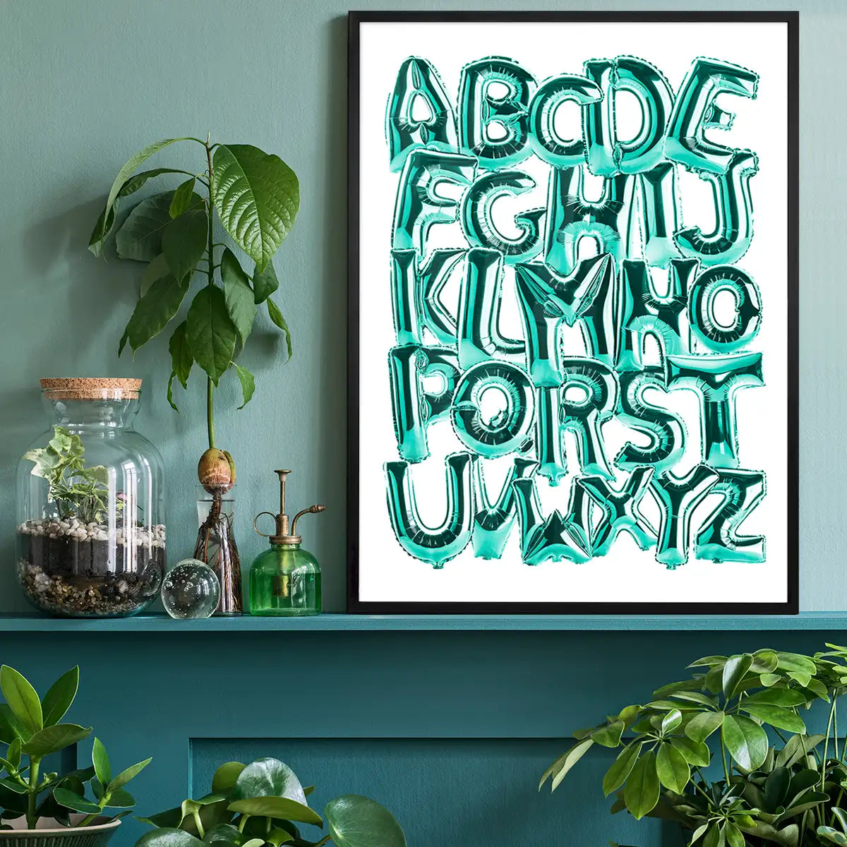 Foil Balloons Alphabet Educational Teal Print