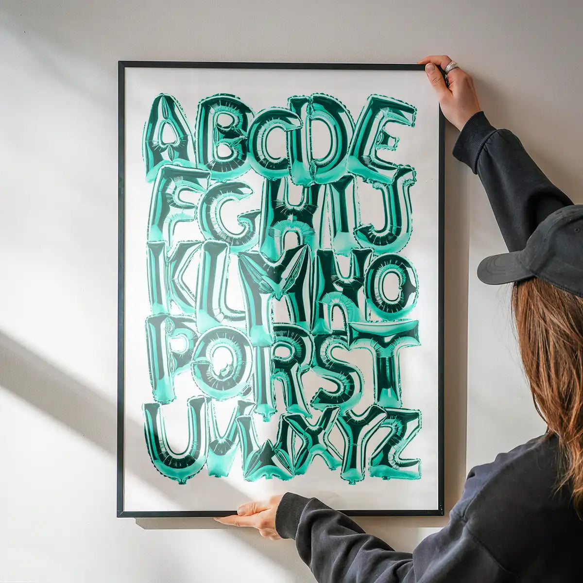 Foil Balloons Alphabet Educational Teal Print