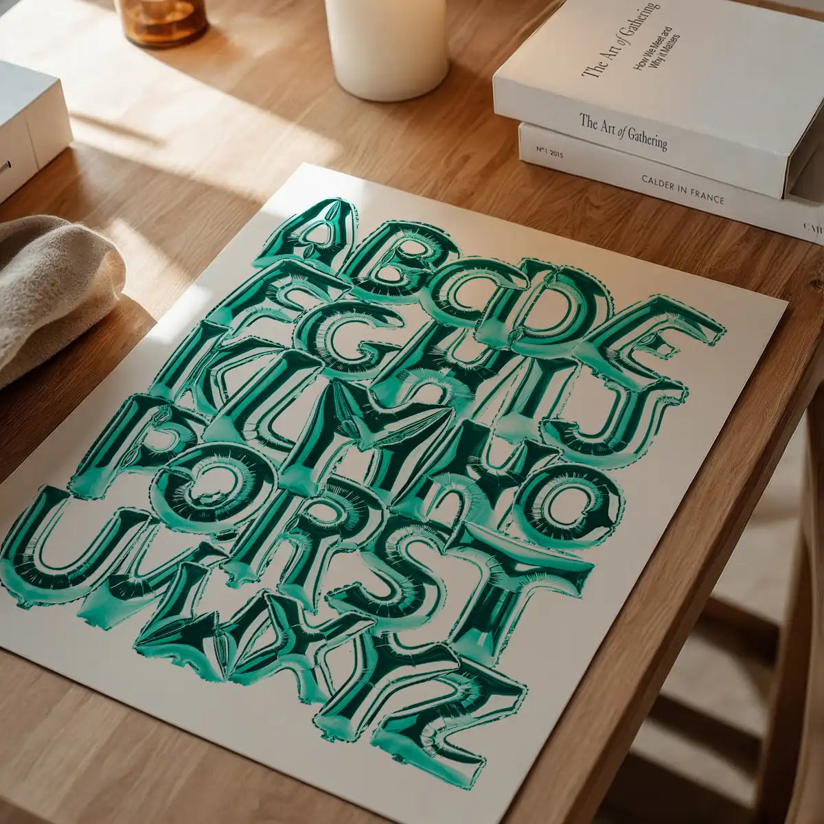 Foil Balloons Alphabet Educational Teal Print