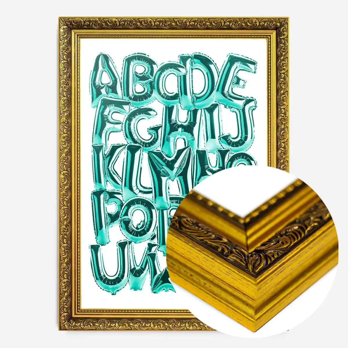 Foil Balloons Alphabet Educational Teal Print