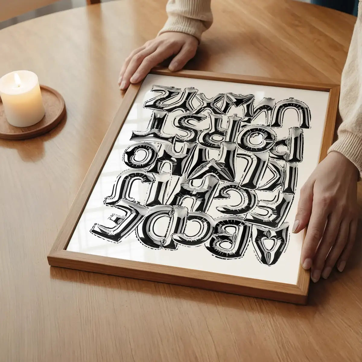Foil Balloons Alphabet Educational Chrome Silver Print