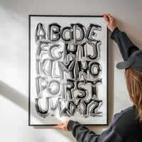 Foil Balloons Alphabet Educational Chrome Silver Print