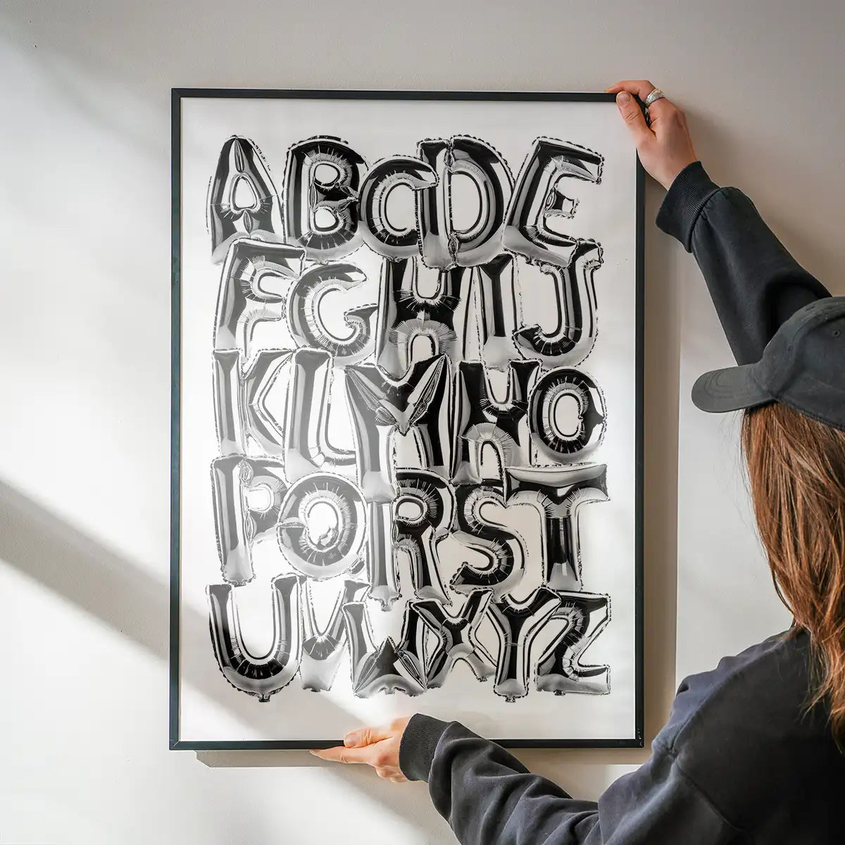 Foil Balloons Alphabet Educational Chrome Silver Print