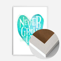 Never Grow Up Heart Type Blue Print