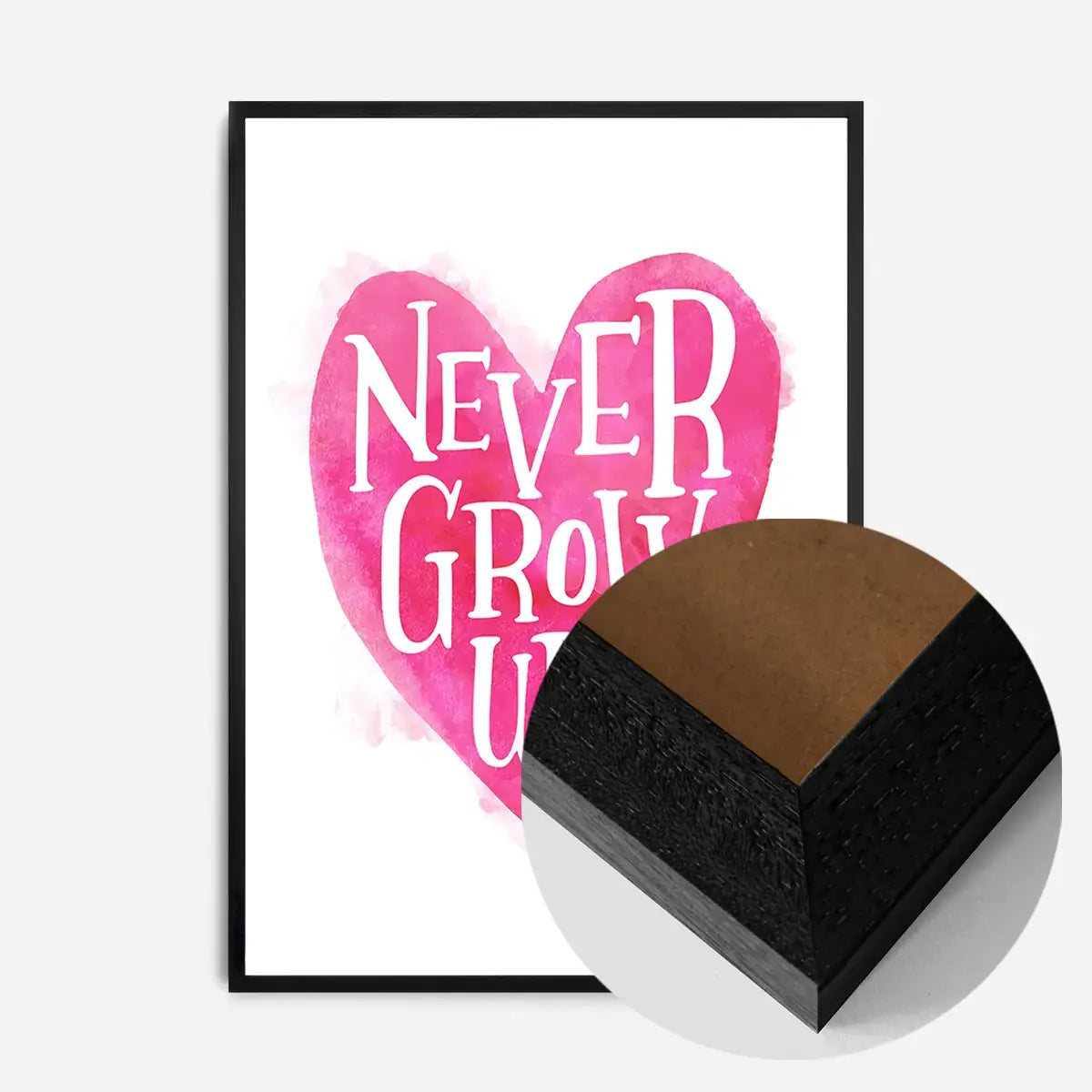 Never Grow Up Heart Type Pink Print
