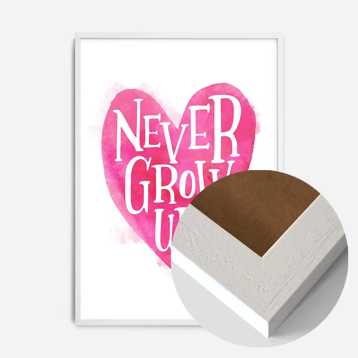 Never Grow Up Heart Type Pink Print