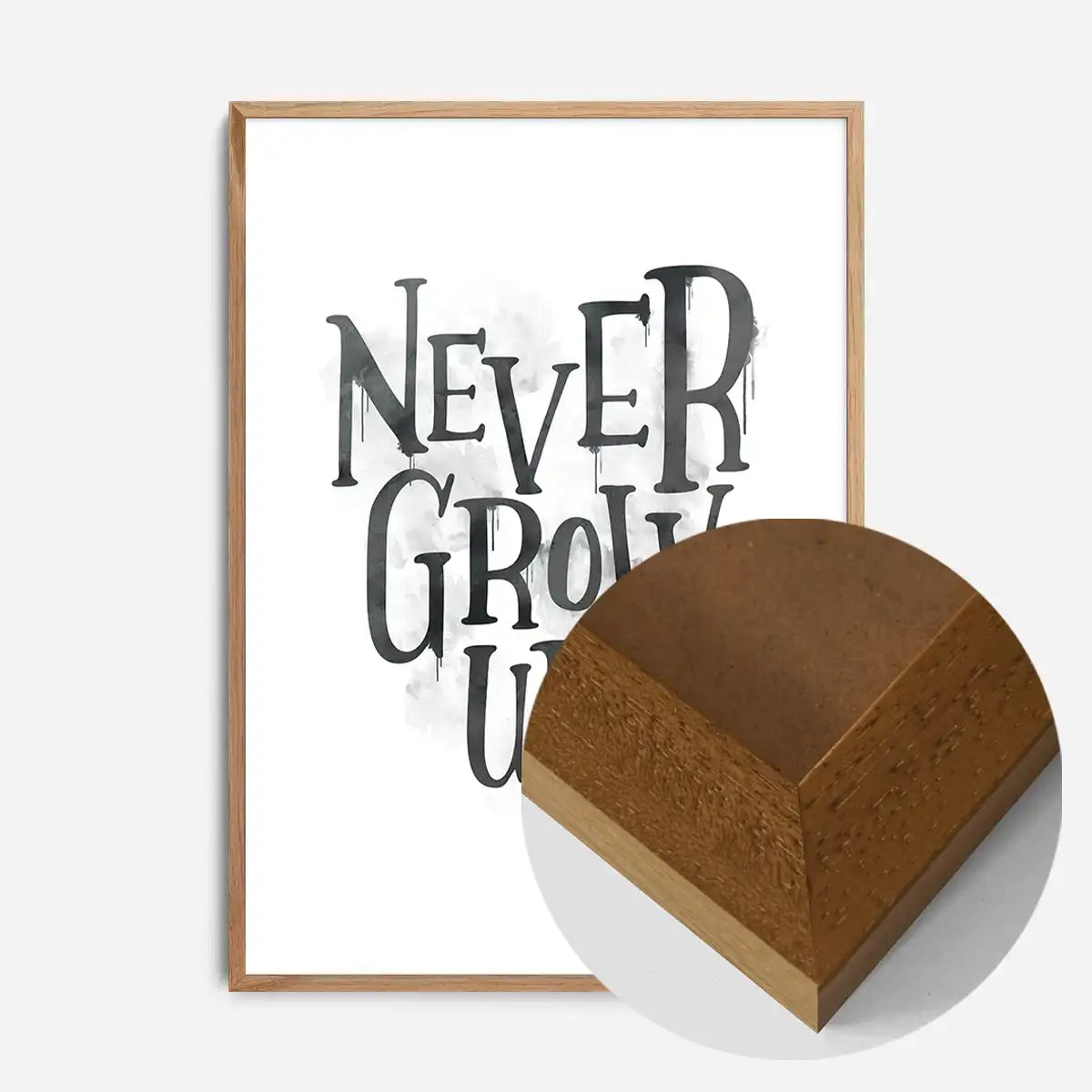 Never Grow Up Heart Type White Print