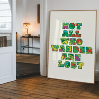 Not All Who Wander Pattern Slogan Print