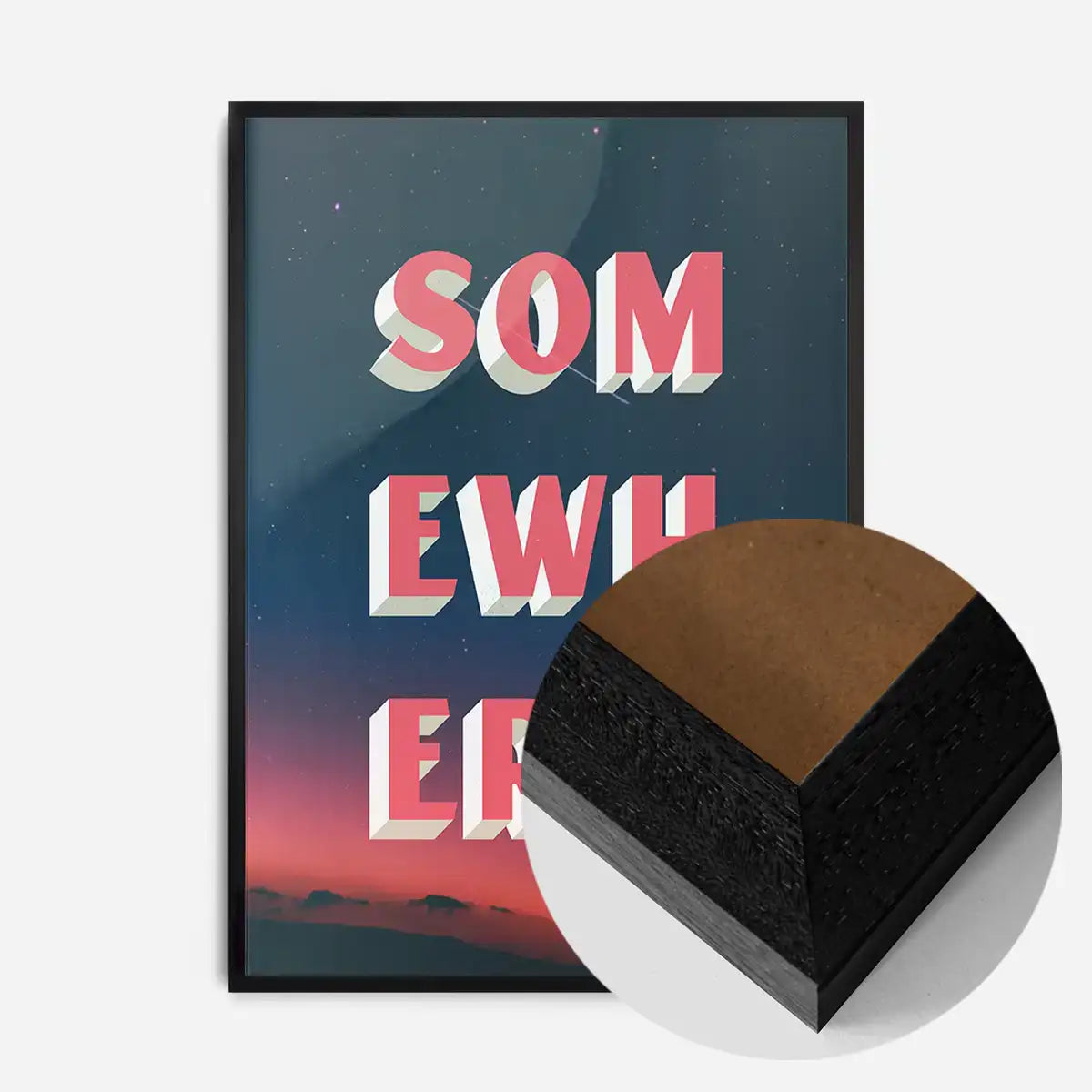 Somewhere Typography Sunset Print