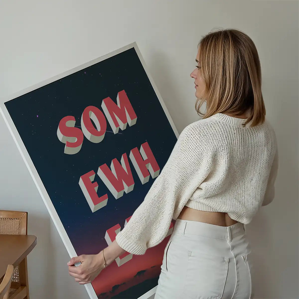 Somewhere Typography Sunset Print