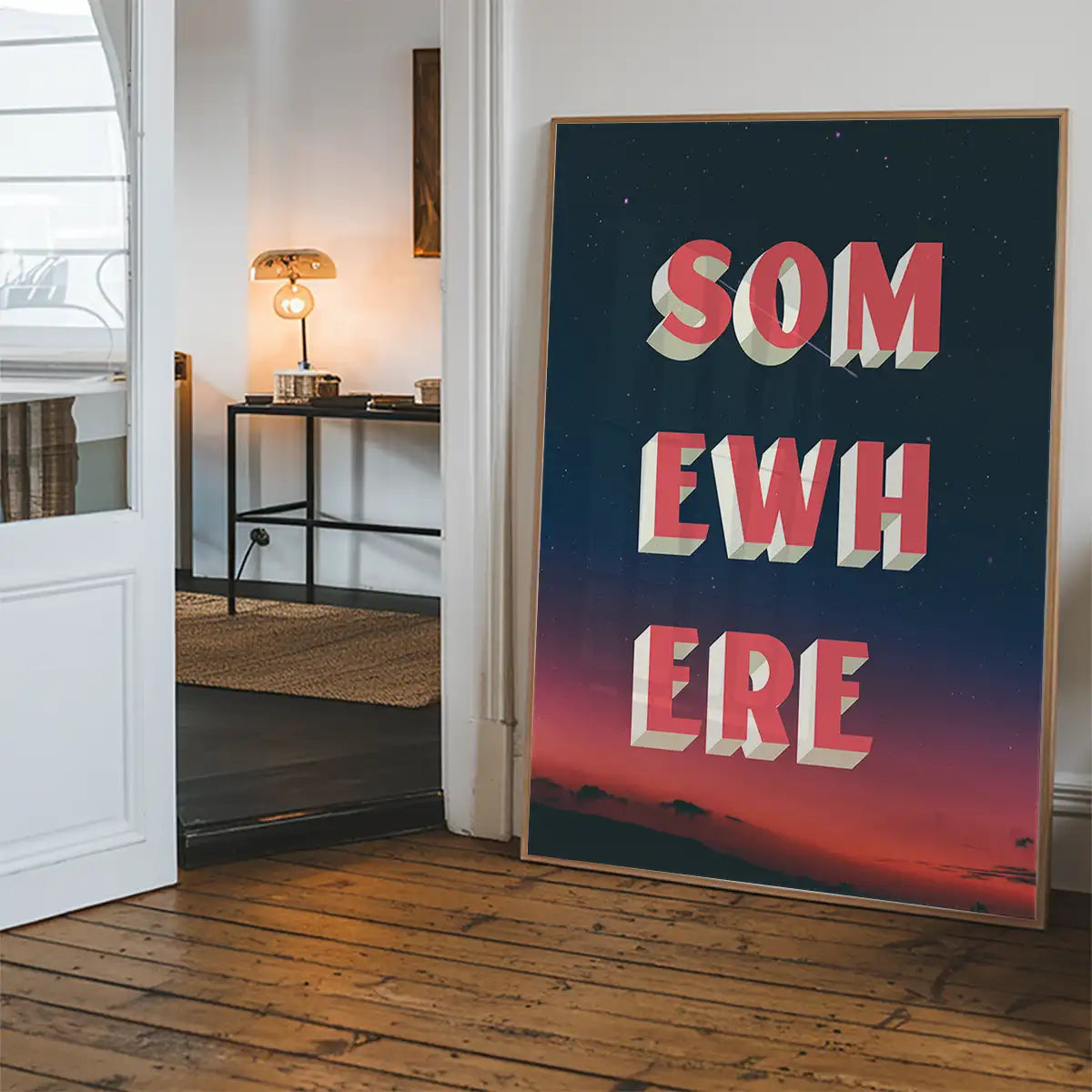 Somewhere Typography Sunset Print