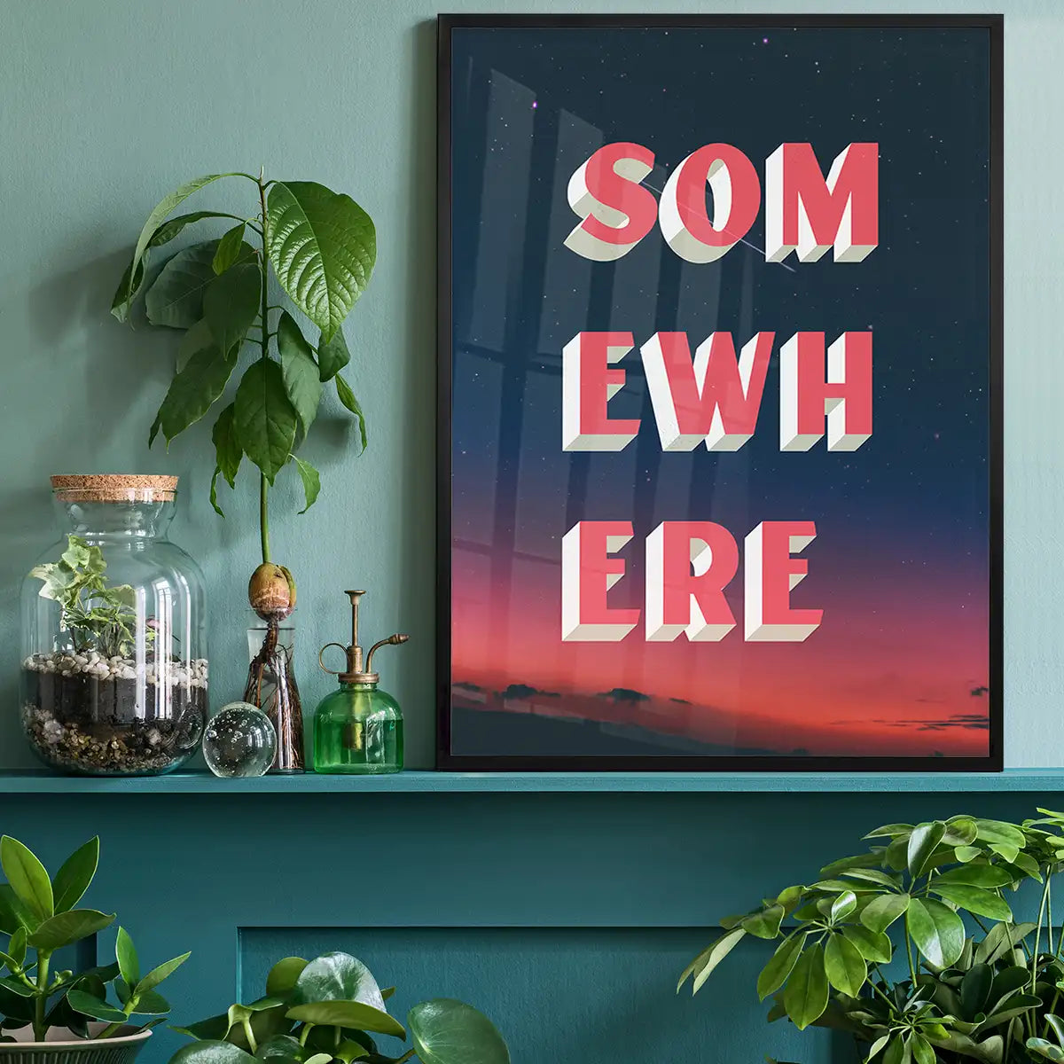 Somewhere Typography Sunset Print