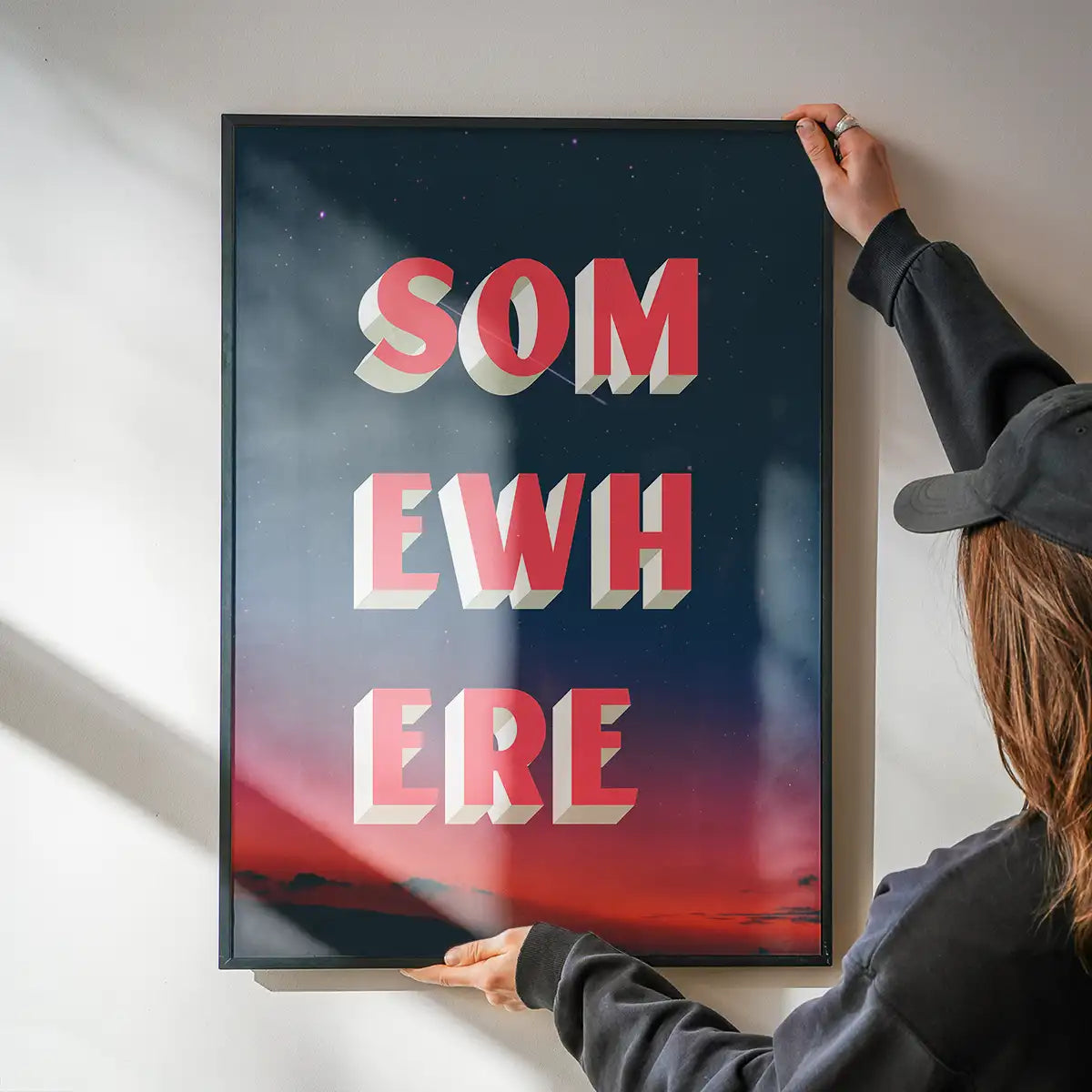 Somewhere Typography Sunset Print