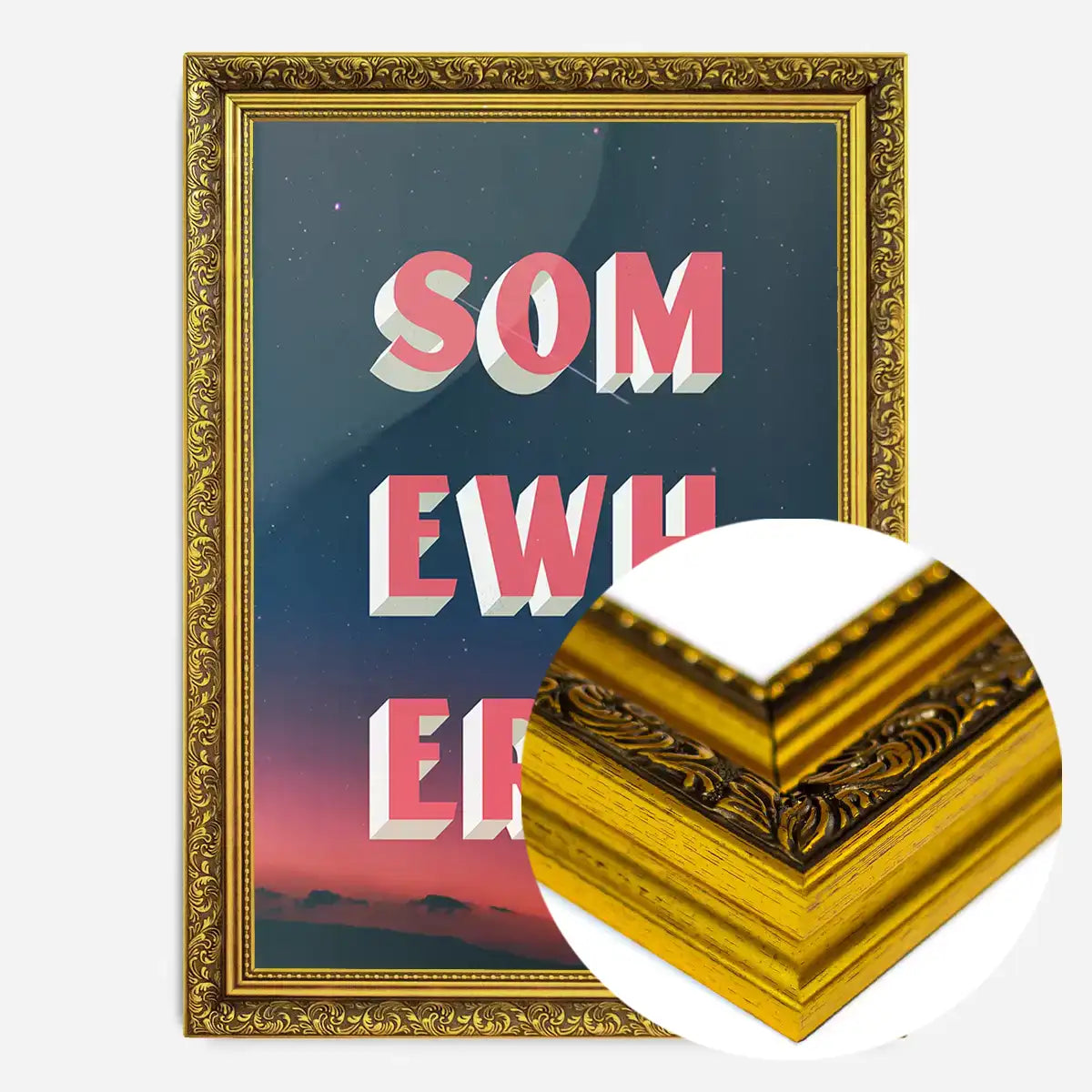 Somewhere Typography Sunset Print