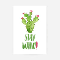 Stay Wild Cactus Watercolour Quote Print