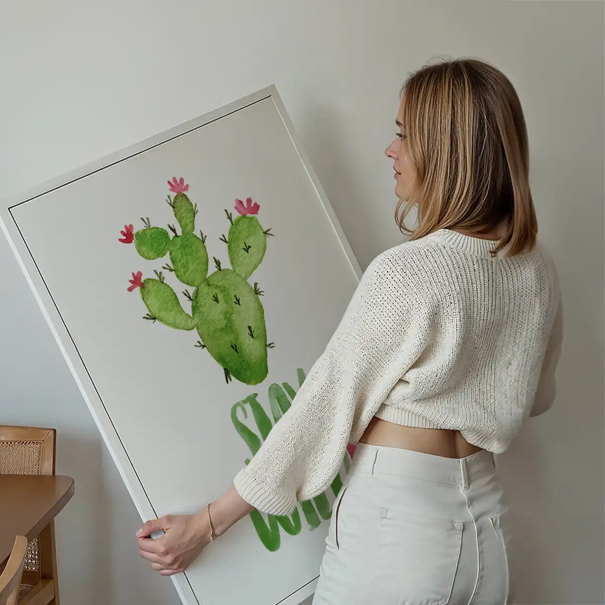 Stay Wild Cactus Watercolour Quote Print