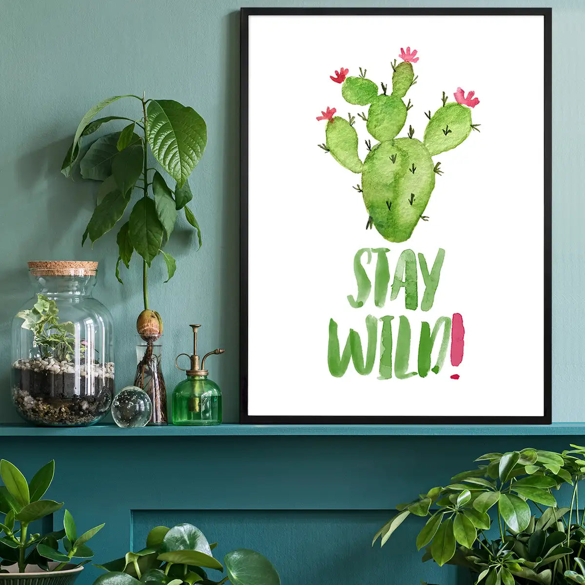 Stay Wild Cactus Watercolour Quote Print