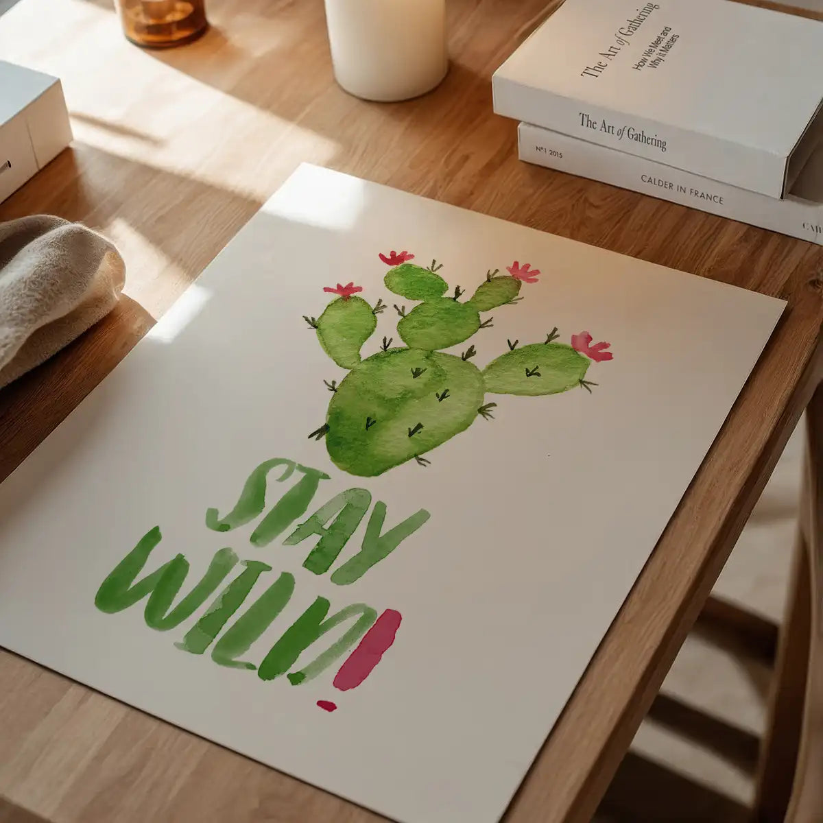 Stay Wild Cactus Watercolour Quote Print