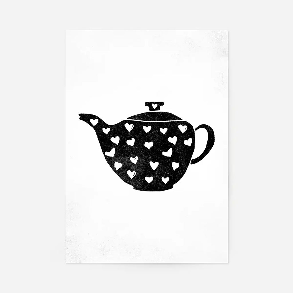Teapot Silhouette Hearts Print
