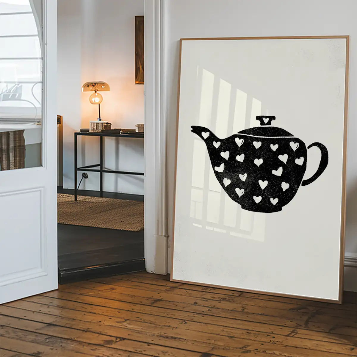Teapot Silhouette Hearts Print