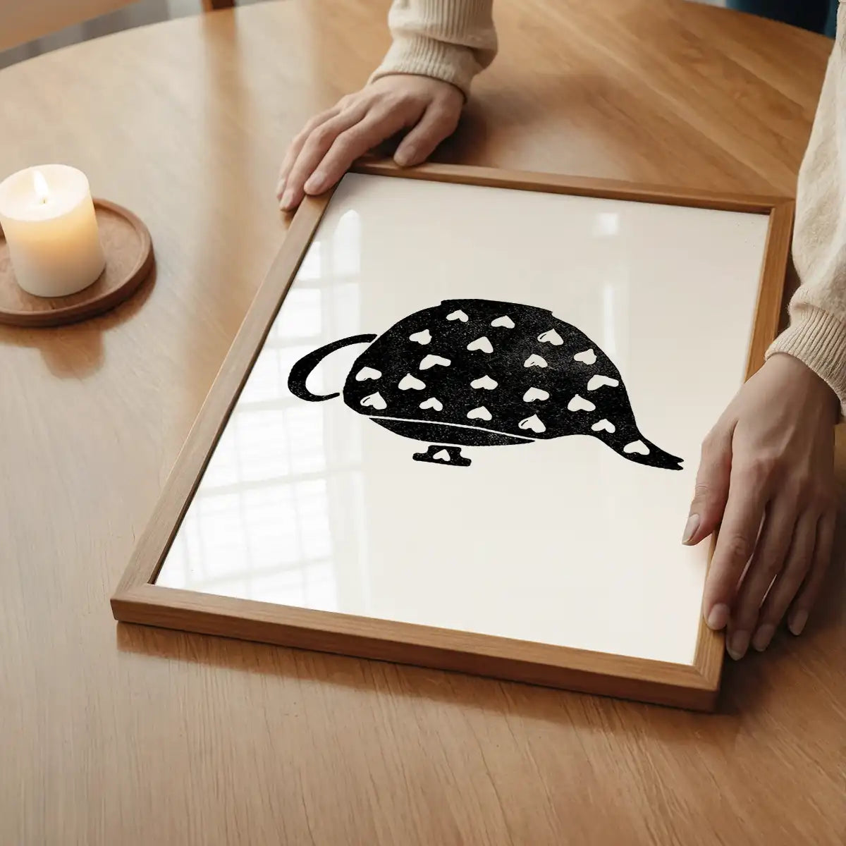 Teapot Silhouette Hearts Print