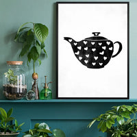 Teapot Silhouette Hearts Print