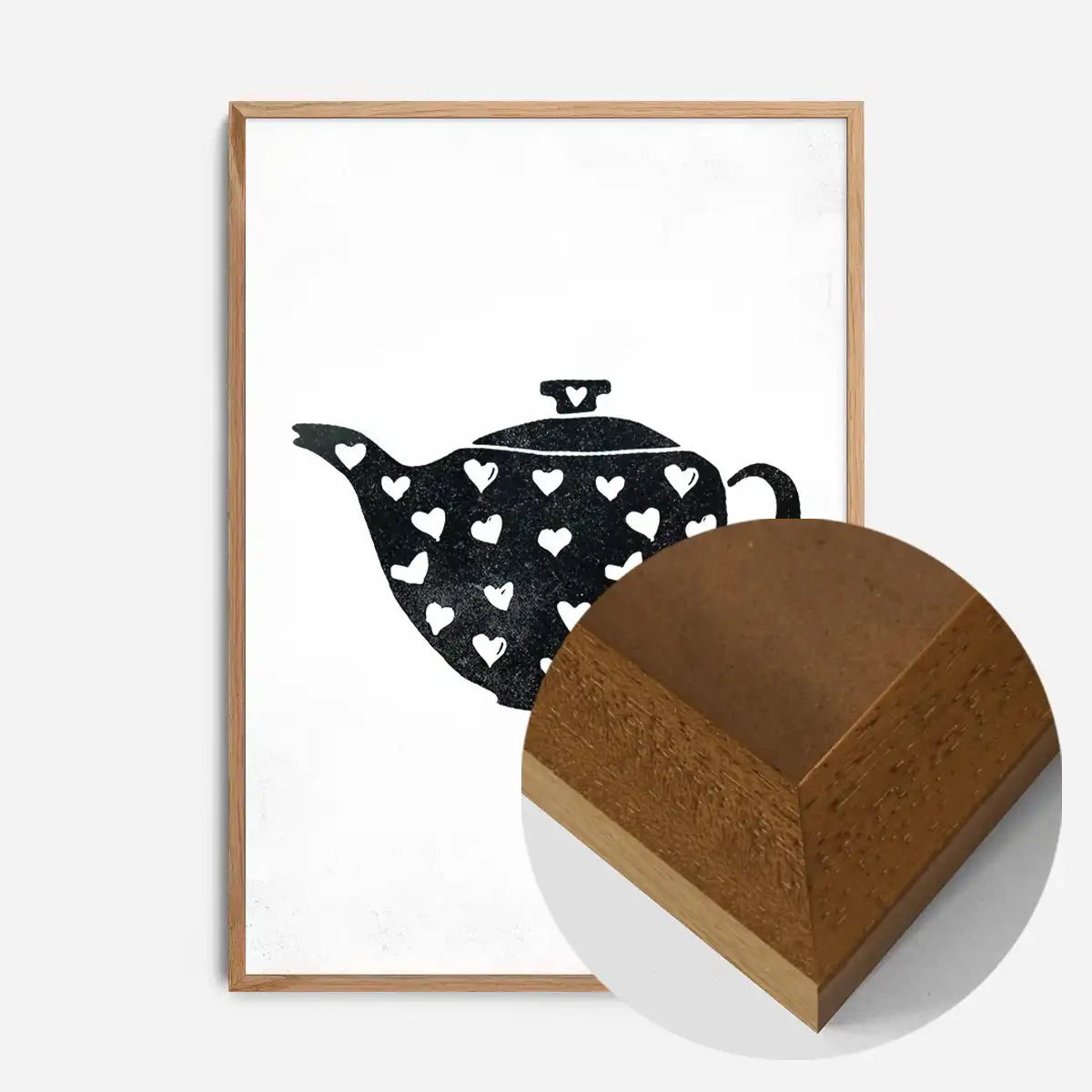 Teapot Silhouette Hearts Print