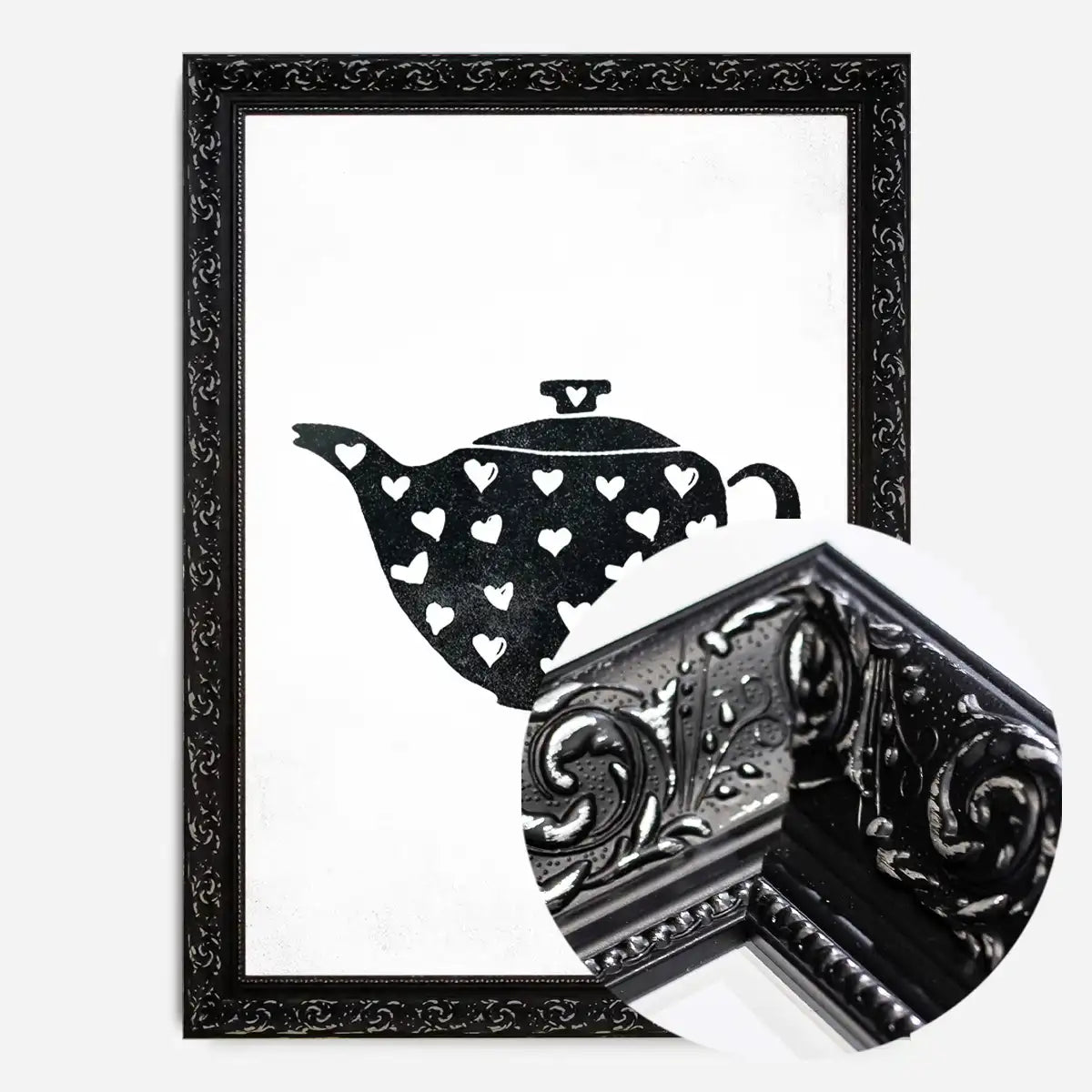 Teapot Silhouette Hearts Print